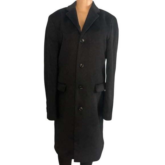 Scotch & Soda Blue Black Wool Blend Pea Coat - Picture 2 of 14